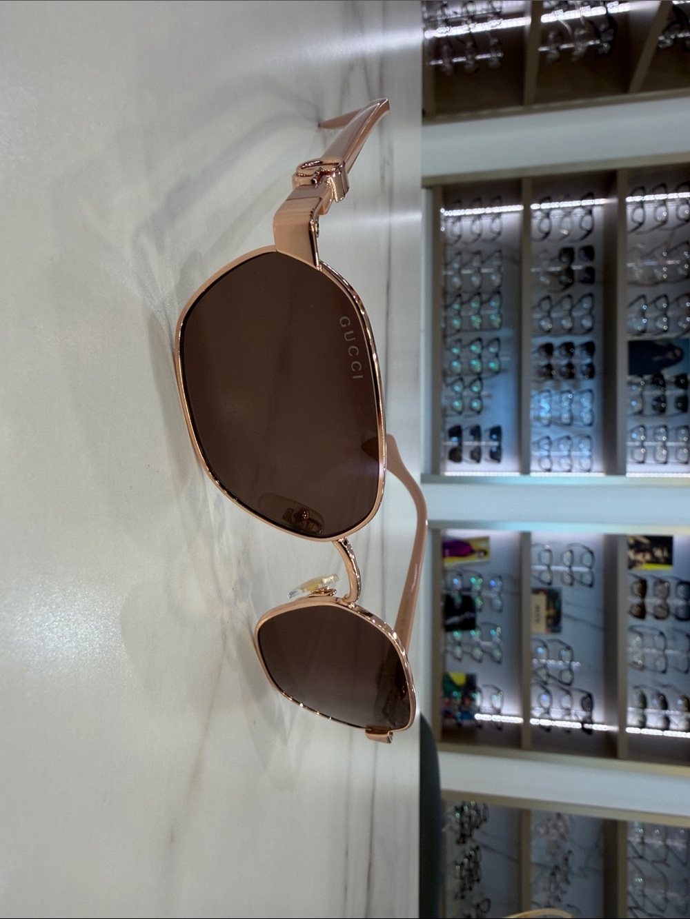 Gucci Rose GG1593s Gold Frame Sunglasses with Brown Lenses